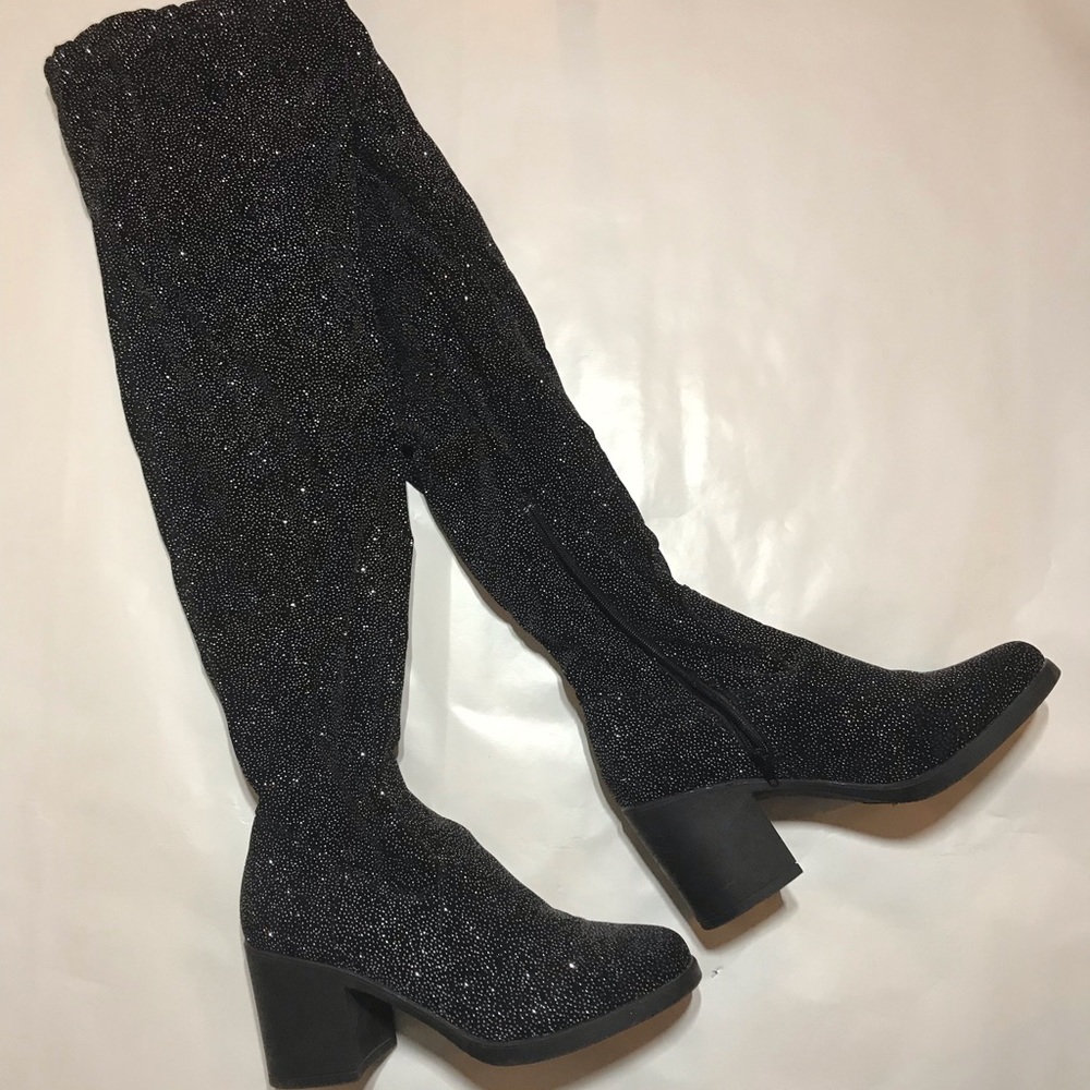 ASOS thigh high glitter boots